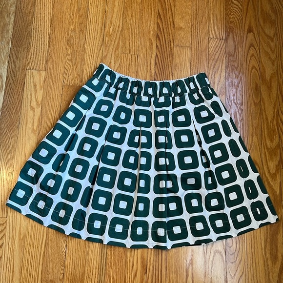 Boden Green White Mod Cotton Elastic Waist Pull On A Line Skirt w pockets 12 - Picture 2 of 6